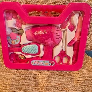 Pretend Salon Beauty Shop: Hair Dryer w/ Sounds & Air Flow & Flat Iron & MORE